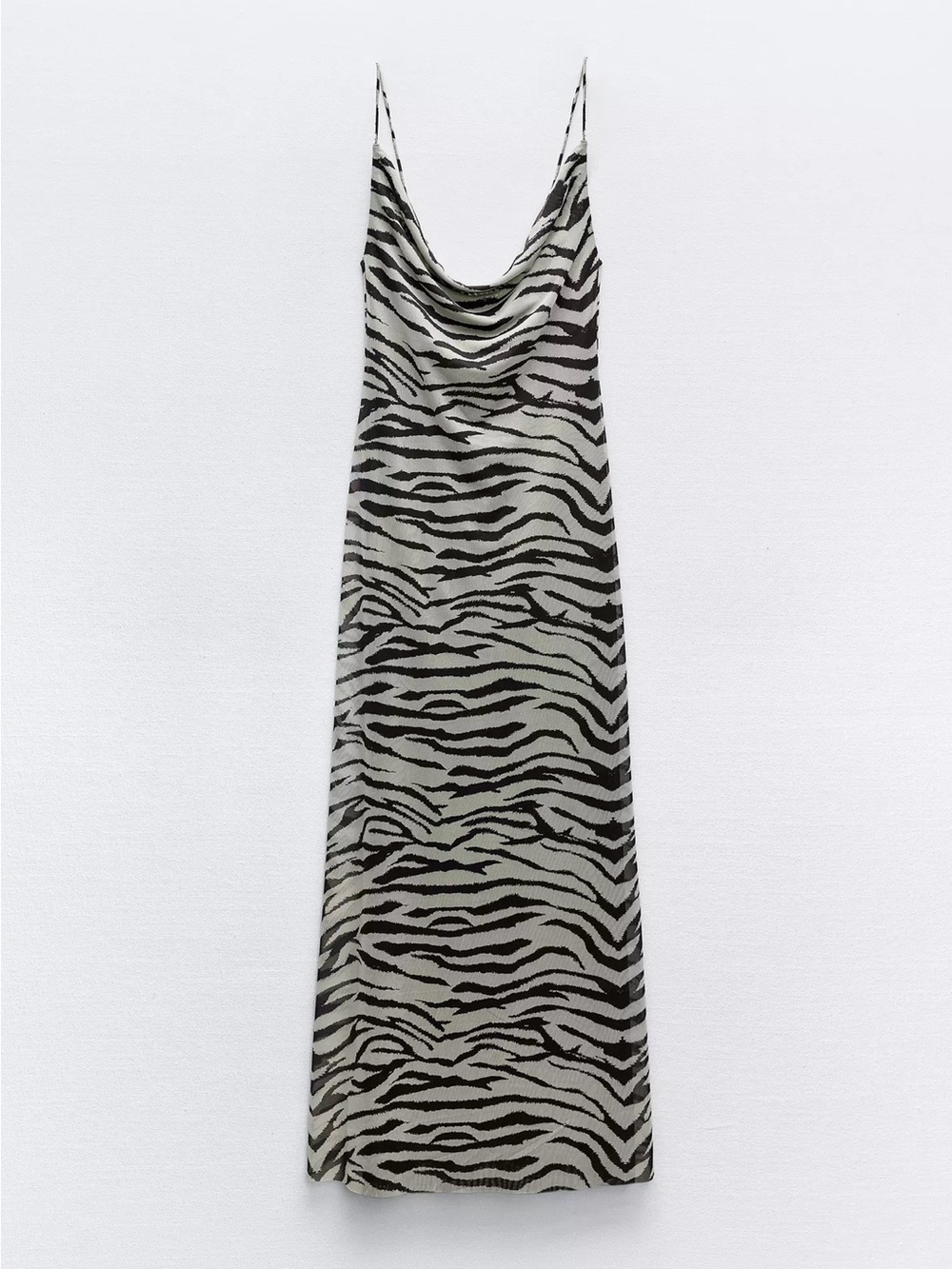 Zebra Print Slip Dress - Black and White